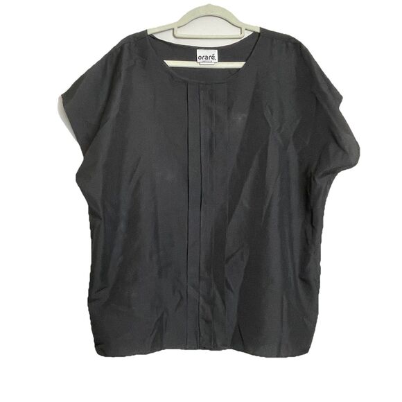 Vintage Womens Orare Black  Short Sleeve Blouse Size Large Made in the USA - Picture 1 of 4